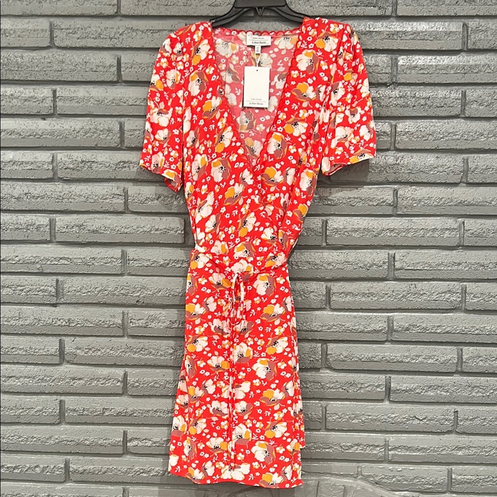 Floral Red Wrap Dress